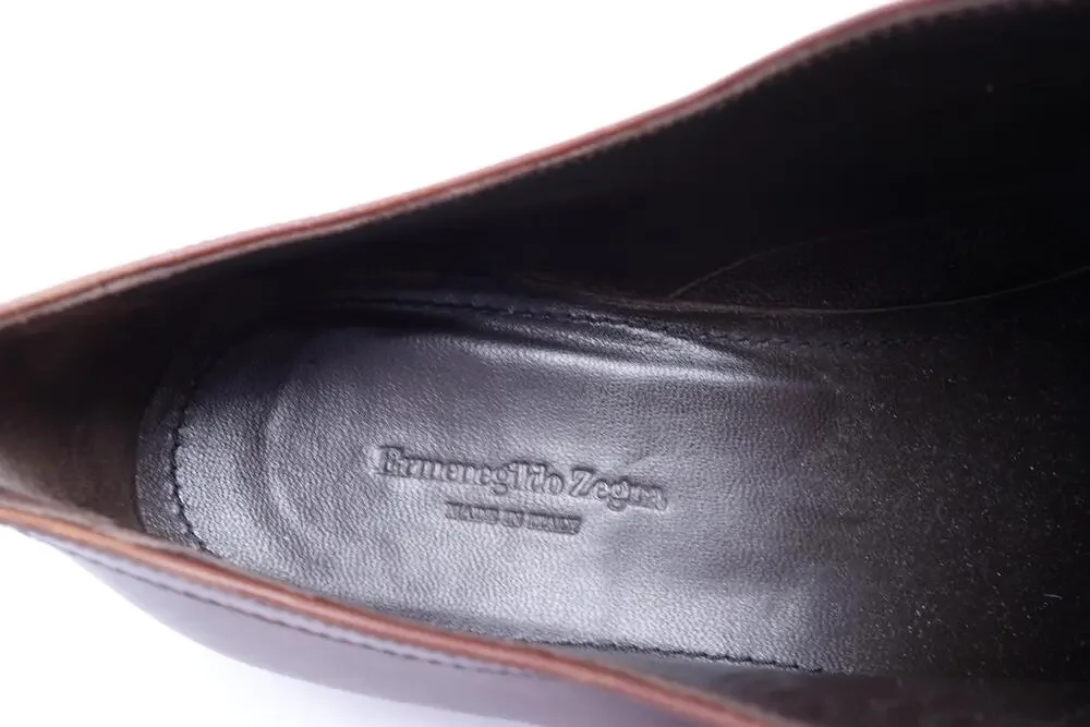 Ermenegildo Zegna Shoes Mens Size 10 Brown Leather Derby Dress Made In Italy